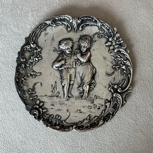 Silver Victorian Boy & Girl Embossed Card Tray